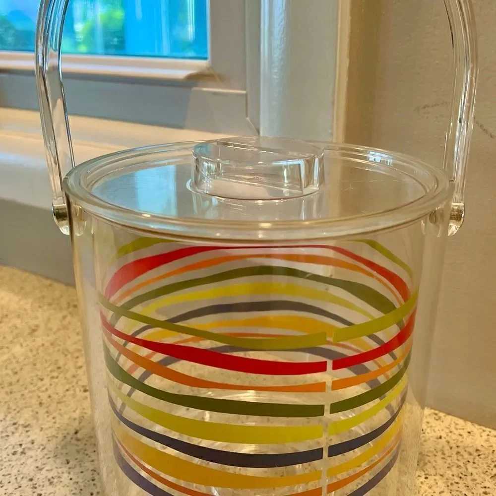 Vtg MCM Lucite Acrylic Multi Color Swirled Ice Bucket. Set Dressing On TV Show.